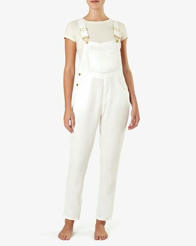 WeWoreWhat Basic Linen White Overalls 