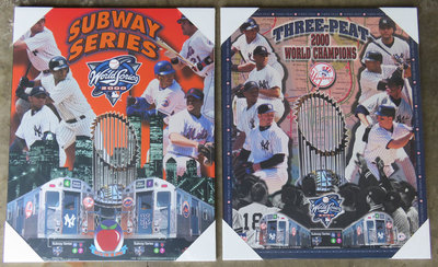 Pair of New York Mets vs. Yankees Subway Series Picture Plaques