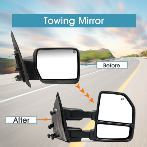 Towing Mirrors For 2013 Ford F-150 Power Heated LED Signal Puddle Light Chrome - 第 6/12 張圖片