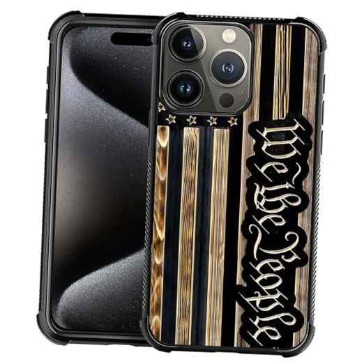 DAIZAG Case IPhone 16 Pro Max We The People USA Flag Wood grain American Flag
