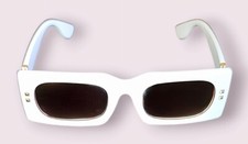 White Rectangular Retro Style Women's Sunglasses