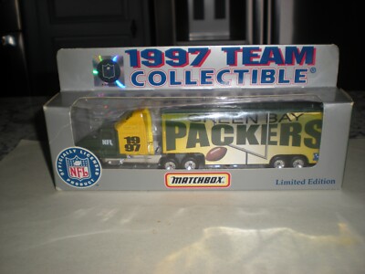 Green Bay Packers 1997 Team Collectible Matchbox Semi Tractor Trailer Diecast