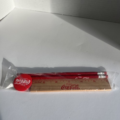 Vintage Coke COCA COLA School Supplies Ruler Pencils Pinback Button New ...