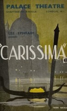 Carissima 1948  Palace Theatre Programme.Morgan Davies/Elizabeth Theilmann+