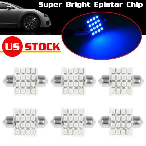 6x Xenón Azul 31mm 16SMD 3528 DE3175 DE3022 Festón Bombillas LED Luz Interior Foto 2 de 4