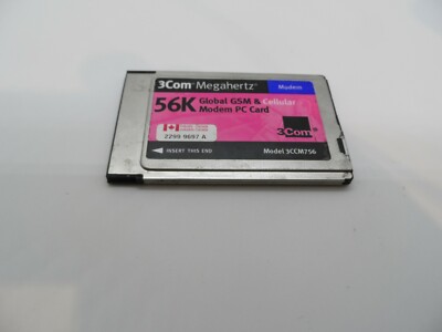 3COM MEGAHERTZ 56K GLOBAL GSM CELULAR MODEM PC CARD MODEL 3CCM756   #GK4620