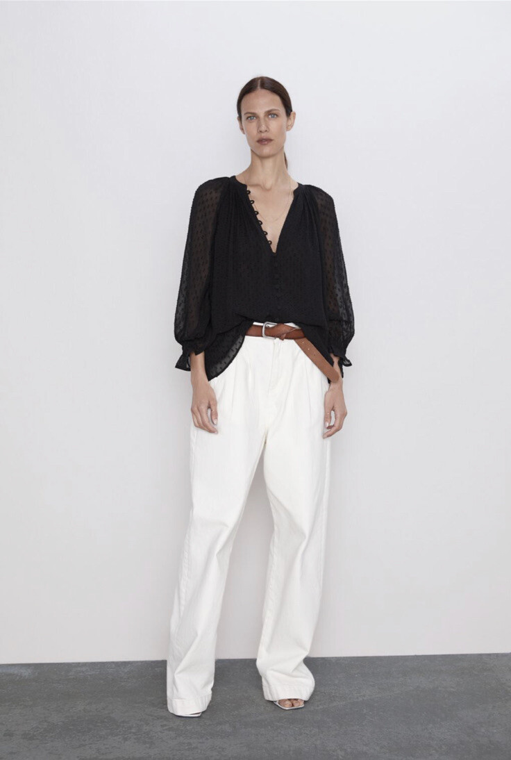 Zara Semi Transparent Dot Blouse | eBay