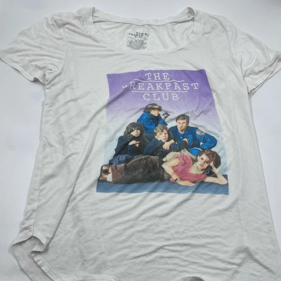 Camiseta para mujer The Breakfast Club talla L blanca mezcla de algodón gráfica impresión de película Foto 2 de 4