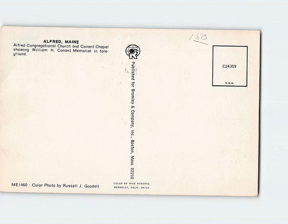 Postcard Alfred Congregational Church and Conant Chapel Alfred Maine