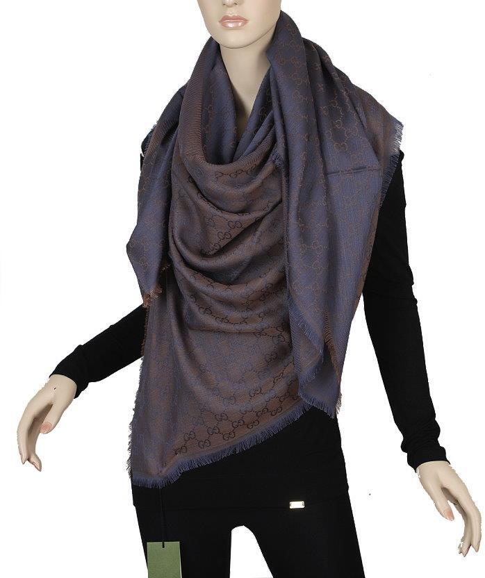 NEW GUCCI GG WEB PRINT GIANT WOOL SILK SHAWL WRAP SCARF 55