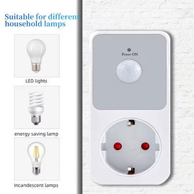 PIR Sensor Steckdose Schutz Sicherheitssteckdose 120° Grad Weitwinkel Automatik Se