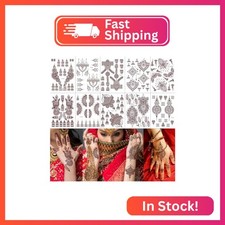PPVWEY 10 Sheets Henna Tattoos Temporary Henna Stickers Brown Tattoo Stickers Wo