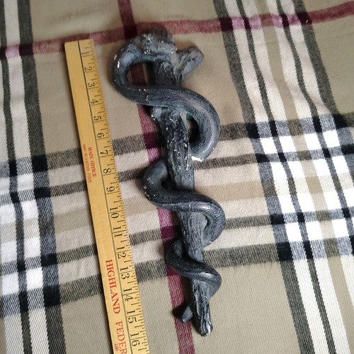 Vtg Rod Of Asclepius Medical Healing Symbol Chalkware Snake Bristol Laboratories