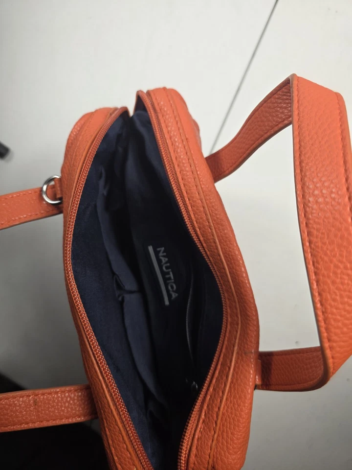 Bolso de mano Nautica de cuero granulado naranja para mujer’s Foto 3 de 3