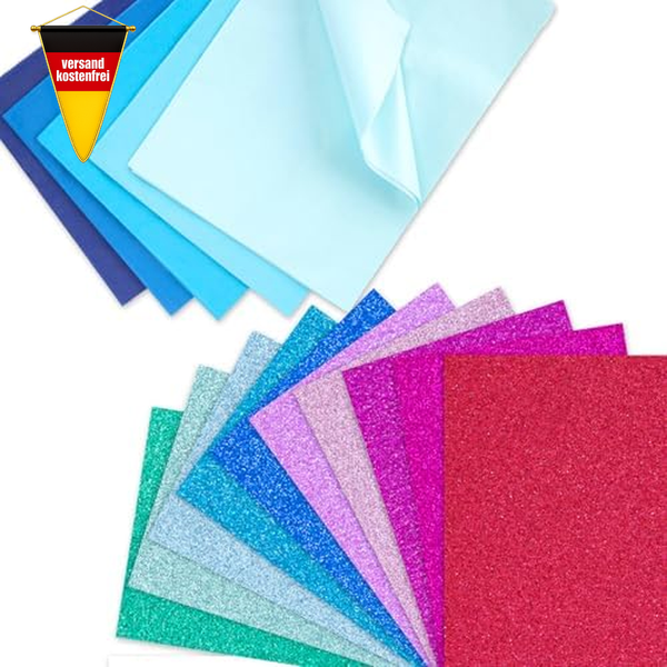 131 Blatt Bastelpapier Set – 56 Blatt A4 Glitzerpapier In 20 Farben + 75 Blatt B-image