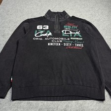 Camp David Mens Sweater XXL 2XL Black Heavy Cotton 1/4 Zip Monza Raceway Italie