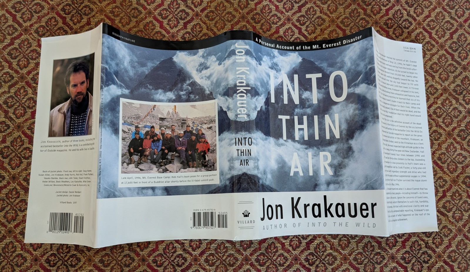 SIGNED "Into Thin Air" by Jon Krakauer 1997 Hardcover