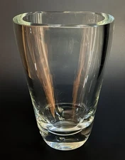 Italian Murano-Style Hand Blown Clear Art Glass Vase Heavy Mid-Century Modern