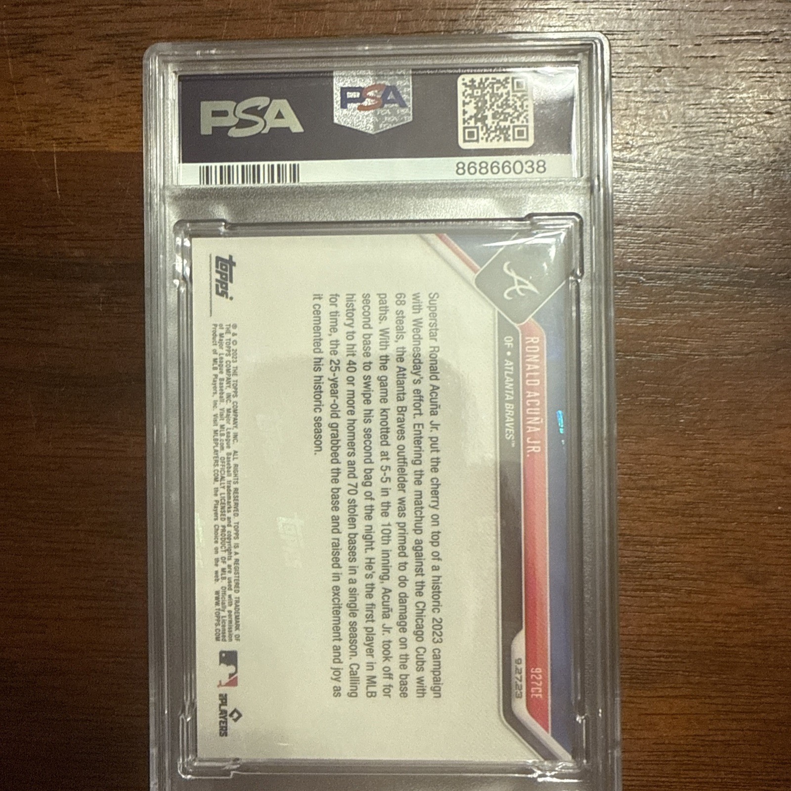 Ronald Acuna Jr 1/70 2023 Topps Now 927CE Collector’s Edition Gold #/70 PSA 9 view 2