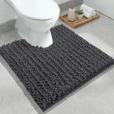 ILANGO Toilet Rugs U Shaped 24x24,Soft Absorbent Chenille Contour Bath Rugs