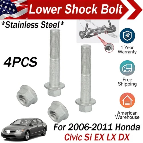 For Honda Civic 2006-11 Grade 10.9 Shock Absorber Bolts Rear Lower Hardware Kit