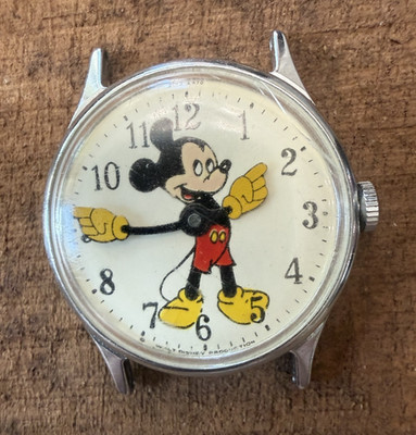 Vintage Mickey Mouse Watch 1960-1970 Missing Wristband Doesn't Work 