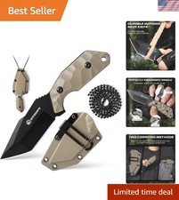 X-TAN-K EDC Neck Knife with Khaki Handle - Lightweight, Ambidextrous Design