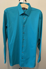 JF J.Ferrar Slim Fit Dress Shirt, Green, Size L 16 - 16.5 34/35