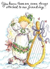 Friendship Friend White Angel Angels Harp String Heart Dayspring Greeting Card