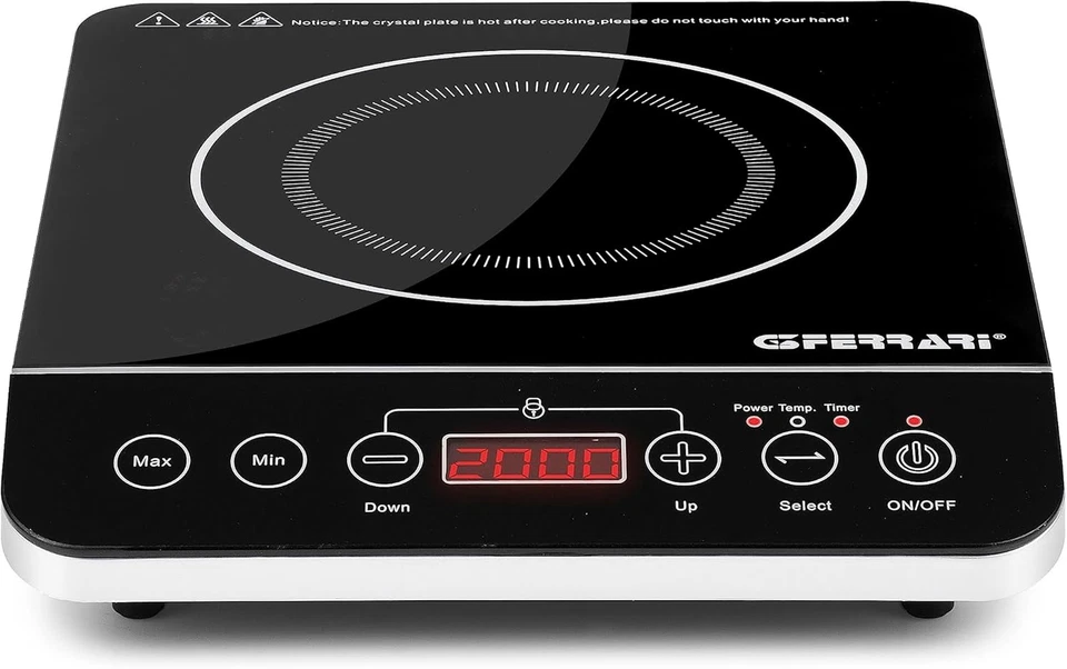 G10061 Piastra Ad Induzione Singola "Energy", 2000W, Display Digitale, Regolazio - Immagine 3 di 4