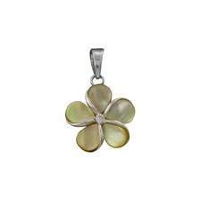 Plumeria Petal Glow (Medium) Pendant 925 Silver Mother Of Pearl | Free Shipping