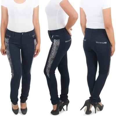 Damen Skinny Jeggings Treggings Hüfthose Stretch Leggings Slim Fit Hose Röhre - Bild 1 von 4