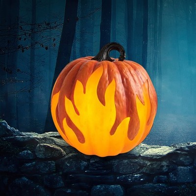 Halloween Pumpkin Lantern Battery Operated Flame Lighted Jack O Lantern For Home
