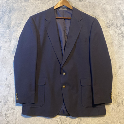 Reed St James Blazer Mens 44L Navy Blue Gold Buttons USA VTG Academia Preppy