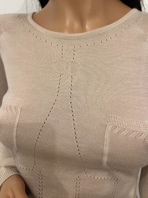 Auth. CHANEL '03A CC Logo Cashmere Knit Sweater Top sz 38