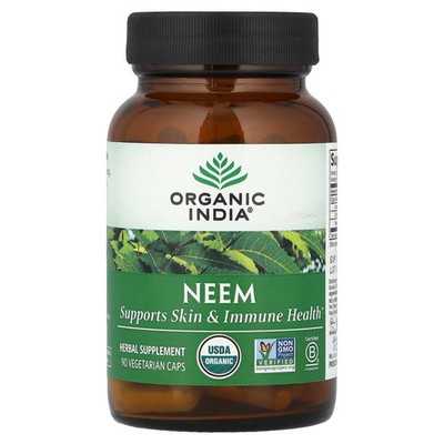 Organic India Organic Neem 90 Veg Caps Gluten-Free, Kosher, Non-GMO, Organic|
