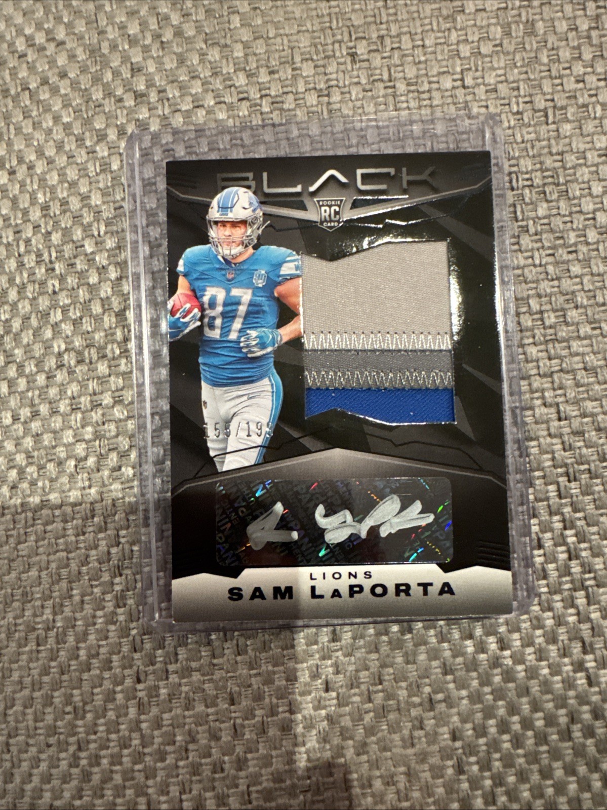 Sam LaPorta 2023 Panini Black Rookie Patch Auto /99 RPA RC Detroit Lions 