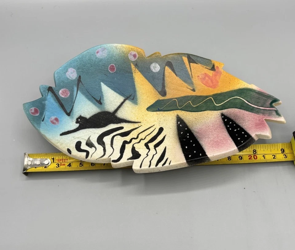 Plato decorativo firmado por artista MEMPHIS DESIGN años 90 arte posmoderno ¡¡GATO!!! Foto 4 de 4