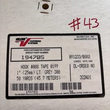 Velcro Brand 1” Light Grey HOOK & LOOP  Sew-on Tape 50 Yard Roll NOS Lot # 43