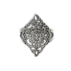 Vintage Sterling Silver Filigree Shield Ring Size 6