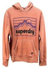Superdry Women's Sz M 90s Terrain Graphic Hoodie in Rust / Peach Orange Hiking