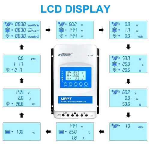 EPEVER MPPT Solar Charge Controller 40A 12/24/36/48V 520W/1040W XTRA4415N-XDS2 - Picture 6 of 7