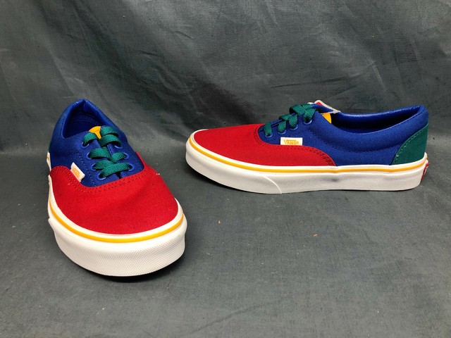 vans era red blue & yellow skate shoes