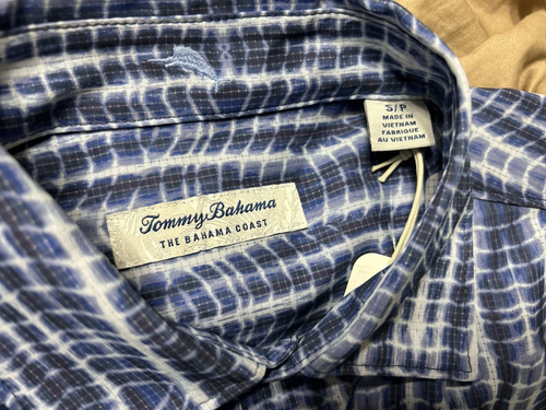 NWT Tommy Bahama size S blue deep space short sleeve button up Shirt mens $128 - Picture 7 of 11