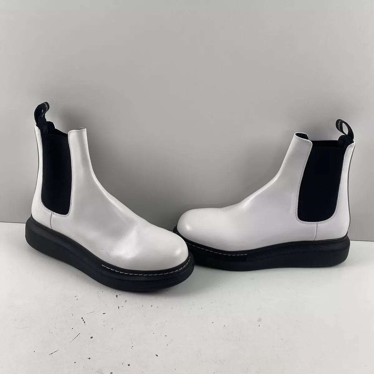 Alexander McQueen White Leather Pull On Platform Chelsea Boots Men's Size  41 E | eBay