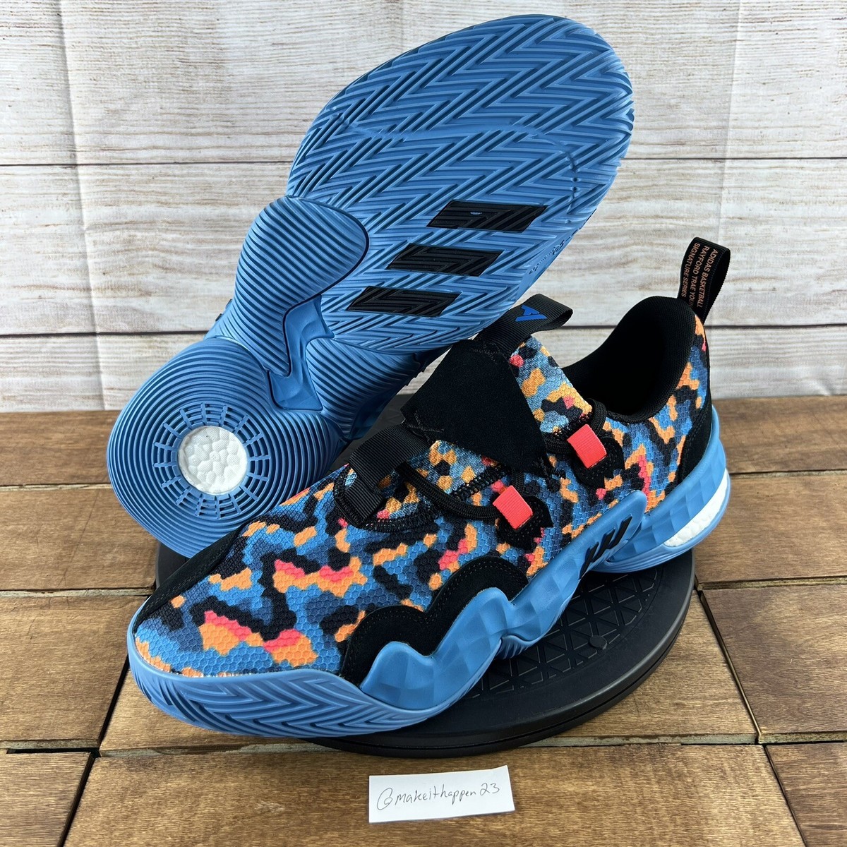 Adidas Trae Young 1 'Pixels' 2022 Black blue Multi GY0289 Men Size