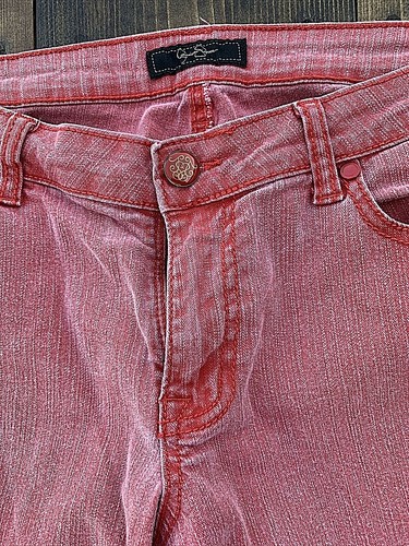 Jessica Simpson Forever Red Low Rise Jeans Pants 32W Crop - Picture 2 of 8