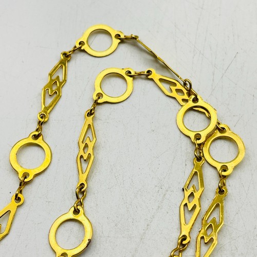 Gold Tone Necklace Lot of 3 Circle Links Beaded Y Drop Long Strand Classic Work - 第 7/17 張圖片