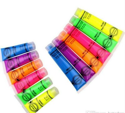 UV Leuchten Neon Gesichtsfarbe Körperfarbe leuchtet fluoreszierend 13ml Neonfarben 6 Farben