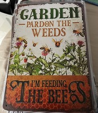 Bee Garden Pardon The Weeds Customized Classic Metal Sign Garden Decor Farmer